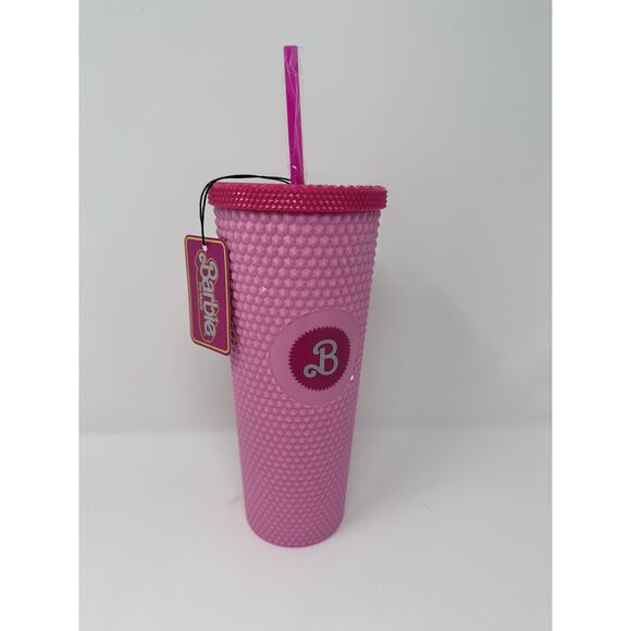 Barbie The Movie Hot Topic Exclusive Pink Tumbler Cup & Straw 2023 - Picture 1 of 4